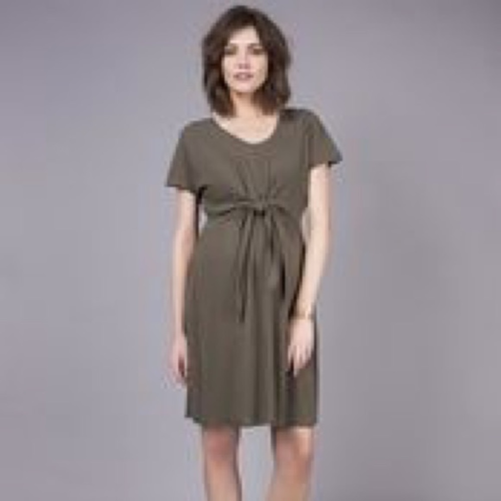 Seraphine Olive Tie Front Maternity Dress